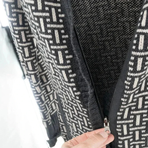 Anthropologie Left on Houston Long full zip cardigan  Gray & Cream| Small - Picture 6 of 6